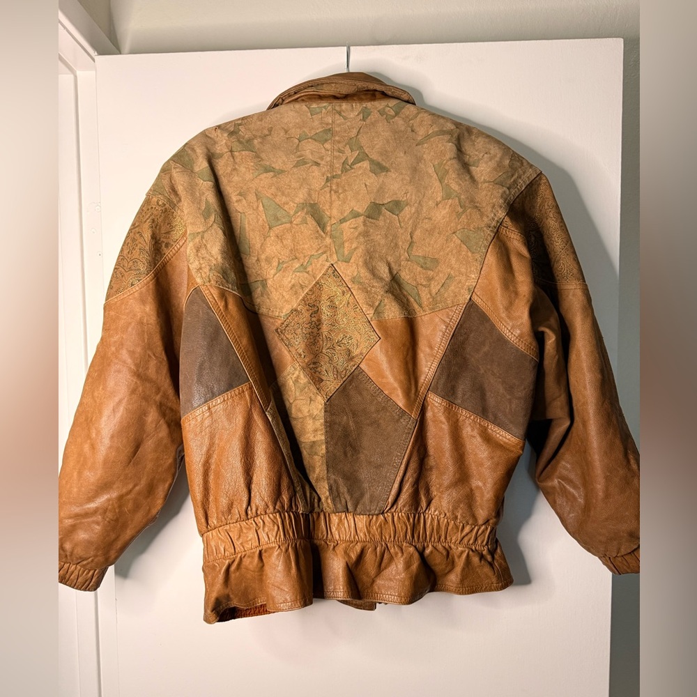 Vintage Patchwork Leather Jacket - image 2